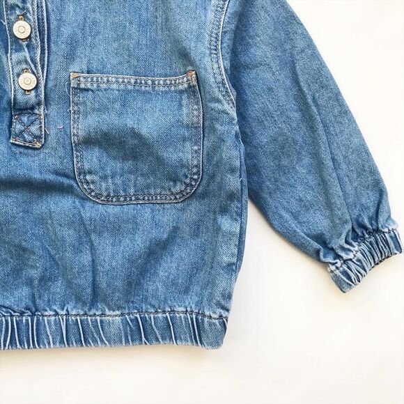Zara NWT collar denim pull over shirt 2-3T - Picture 3 of 4